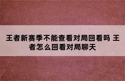 王者新赛季不能查看对局回看吗 王者怎么回看对局聊天